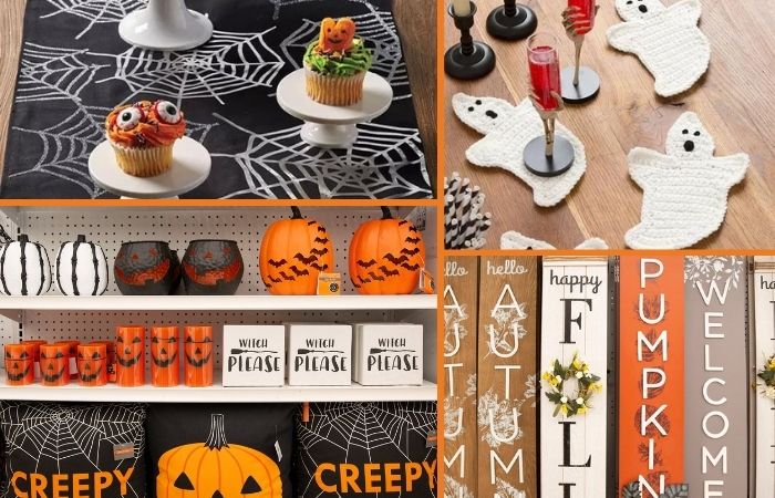 Halloween decorations from JoAnn Fabrics in vibrant fall colors