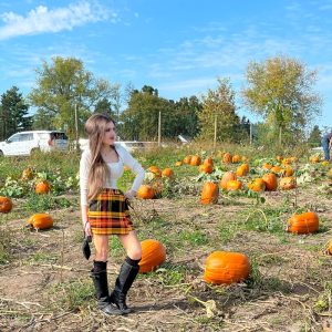 Outside a pumpkin patch.